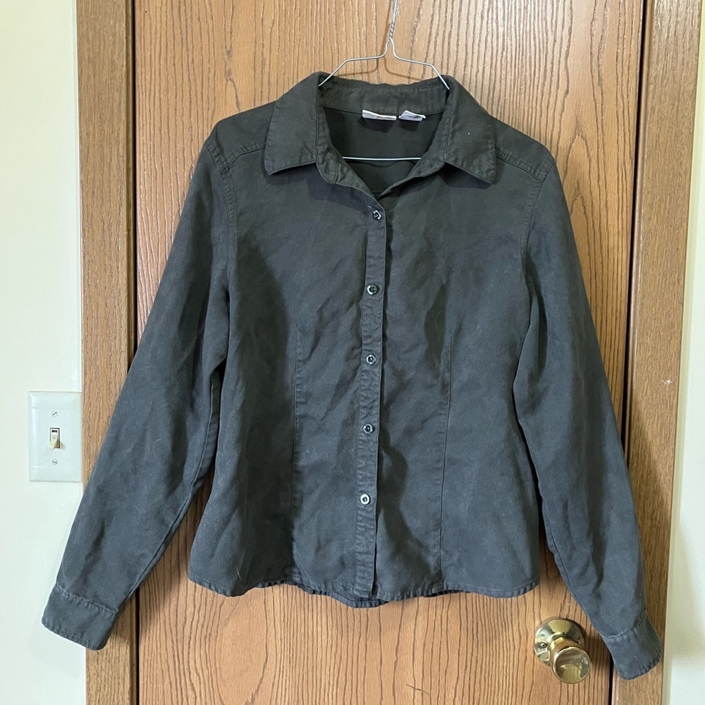 St. John's Bay Khaki Button-Down Shirt - Picture 4 of 6